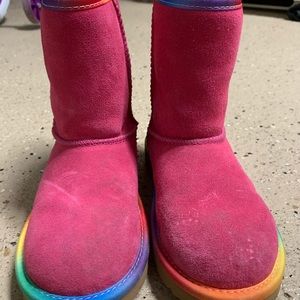 Big Kid Size 13 pink rainbow UGGS